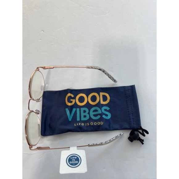 Life Is Good Round Blue Light Blocking Reading Glasses +2.25 Rose Gold Frame - Picture 8 of 9
